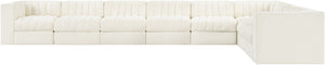 Meridian Furniture Rummi Eight Piece Modular Sectional Cream Velvet Channel Tufted Living Room Sofa 660Cream-Sec8C