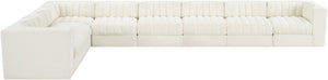 Meridian Furniture Rummi Eight Piece Modular Sectional Cream Velvet Channel Tufted Living Room Sofa 660Cream-Sec8C
