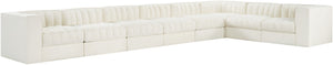 Meridian Furniture Rummi Eight Piece Modular Sectional Cream Velvet Channel Tufted Living Room Sofa 660Cream-Sec8C