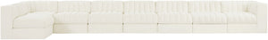 Meridian Furniture Rummi Eight Piece Modular Sectional Channel Tufted Cream Velvet Low Profile Sofa 660Cream-Sec8D