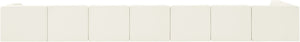 Meridian Furniture Rummi Eight Piece Modular Sectional Channel Tufted Cream Velvet Low Profile Sofa 660Cream-Sec8D