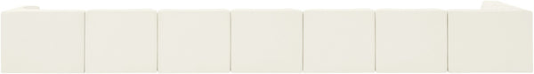 Meridian Furniture Rummi Eight Piece Modular Sectional Channel Tufted Cream Velvet Low Profile Sofa 660Cream-Sec8D