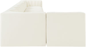 Meridian Furniture Rummi Eight Piece Modular Sectional Channel Tufted Cream Velvet Low Profile Sofa 660Cream-Sec8D