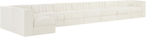 Meridian Furniture Rummi Eight Piece Modular Sectional Channel Tufted Cream Velvet Low Profile Sofa 660Cream-Sec8D