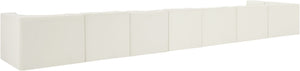 Meridian Furniture Rummi Eight Piece Modular Sectional Channel Tufted Cream Velvet Low Profile Sofa 660Cream-Sec8D