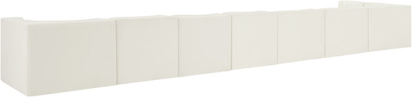 Meridian Furniture Rummi Eight Piece Modular Sectional Channel Tufted Cream Velvet Low Profile Sofa 660Cream-Sec8D