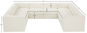 Meridian Furniture Rummi Channel Tufted Cream Velvet Modular Sectional Low Profile Living Room Sofa 660Cream-Sec8E