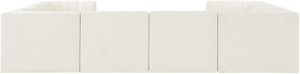 Meridian Furniture Rummi Channel Tufted Cream Velvet Modular Sectional Low Profile Living Room Sofa 660Cream-Sec8E