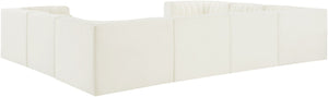 Meridian Furniture Rummi Channel Tufted Cream Velvet Modular Sectional Low Profile Living Room Sofa 660Cream-Sec8E