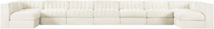 Meridian Furniture Rummi Nine Piece Modular Sectional Cream Velvet Channel Tufted Contemporary Sofa 660Cream-Sec9A