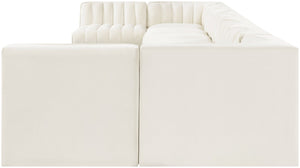 Meridian Furniture Rummi Nine Piece Modular Sectional Cream Velvet Channel Tufted Contemporary Sofa 660Cream-Sec9A