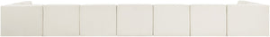 Meridian Furniture Rummi Nine Piece Modular Sectional Cream Velvet Channel Tufted Contemporary Sofa 660Cream-Sec9A