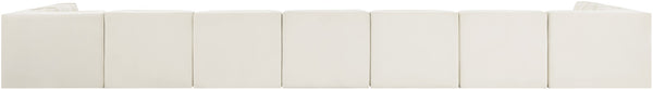 Meridian Furniture Rummi Nine Piece Modular Sectional Cream Velvet Channel Tufted Contemporary Sofa 660Cream-Sec9A