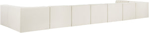 Meridian Furniture Rummi Nine Piece Modular Sectional Cream Velvet Channel Tufted Contemporary Sofa 660Cream-Sec9A