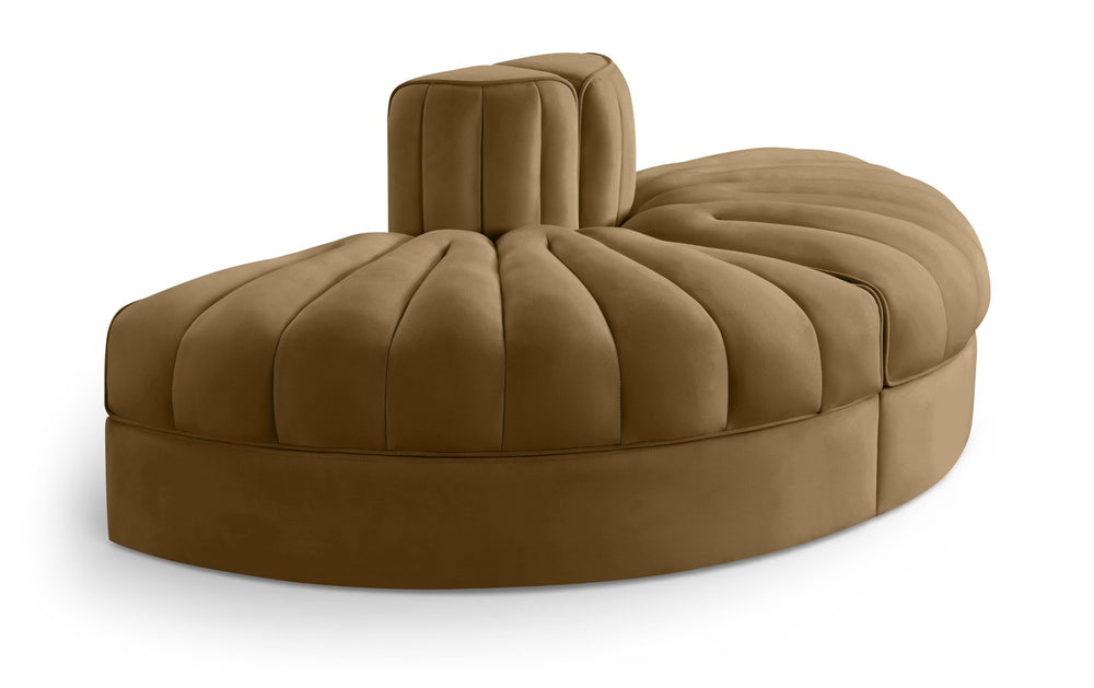 Meridian Furniture Rummi Channel Tufted Modular Sofa in Stain Resistant Saddle Velvet for Living Rooms 660Saddle-2RC