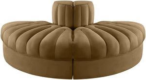 Meridian Furniture Rummi Channel Tufted Modular Sofa in Stain Resistant Saddle Velvet for Living Rooms 660Saddle-2RC