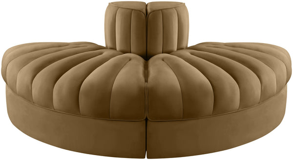Meridian Furniture Rummi Channel Tufted Modular Sofa in Stain Resistant Saddle Velvet for Living Rooms 660Saddle-2RC