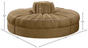 Meridian Furniture Rummi Channel Tufted Velvet Modular Sofa Four Piece Plush Seating for Living Rooms 660Saddle-4RC