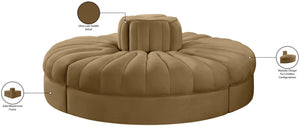 Meridian Furniture Rummi Channel Tufted Velvet Modular Sofa Four Piece Plush Seating for Living Rooms 660Saddle-4RC