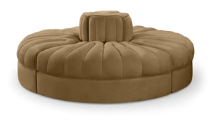 Meridian Furniture Rummi Channel Tufted Velvet Modular Sofa Four Piece Plush Seating for Living Rooms 660Saddle-4RC