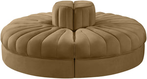 Meridian Furniture Rummi Channel Tufted Velvet Modular Sofa Four Piece Plush Seating for Living Rooms 660Saddle-4RC