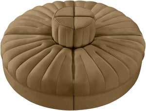 Meridian Furniture Rummi Channel Tufted Velvet Modular Sofa Four Piece Plush Seating for Living Rooms 660Saddle-4RC