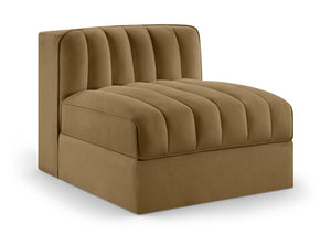 Meridian Furniture Rummi Channel Tufted Velvet Modular Chair for Modern and Contemporary Living Rooms Saddle Armless 660Saddle-Armless