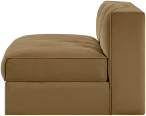 Meridian Furniture Rummi Channel Tufted Velvet Modular Chair for Modern and Contemporary Living Rooms Saddle Armless 660Saddle-Armless