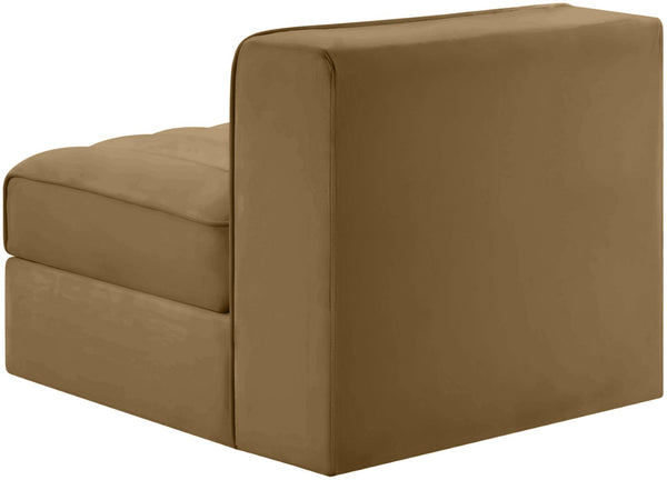 Meridian Furniture Rummi Channel Tufted Velvet Modular Chair for Modern and Contemporary Living Rooms Saddle Armless 660Saddle-Armless