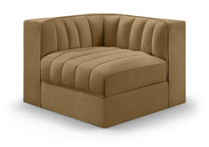 Meridian Furniture Rummi Channel Tufted Velvet Modular Chair for Modern and Contemporary Living Rooms Saddle Corner 660Saddle-Corner