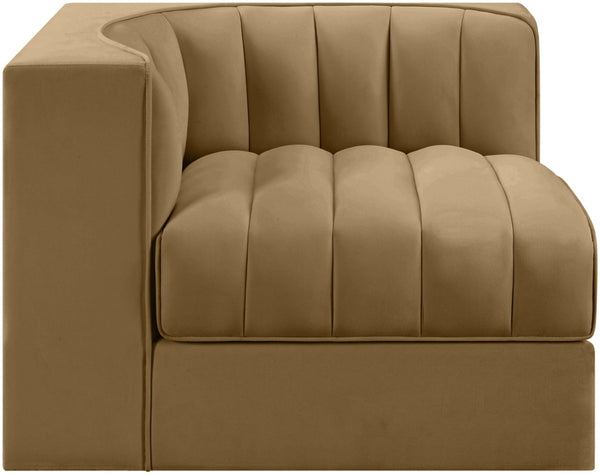 Meridian Furniture Rummi Channel Tufted Velvet Modular Chair for Modern and Contemporary Living Rooms Saddle Corner 660Saddle-Corner