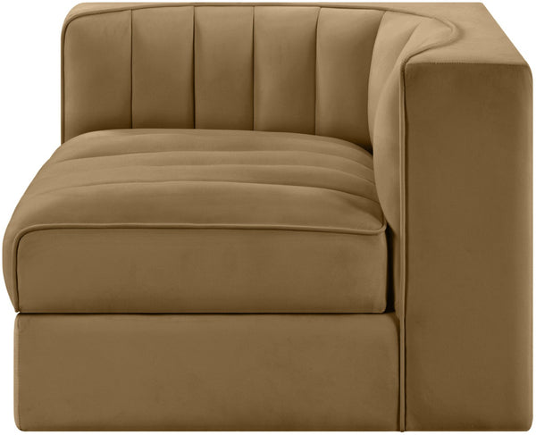 Meridian Furniture Rummi Channel Tufted Velvet Modular Chair for Modern and Contemporary Living Rooms Saddle Corner 660Saddle-Corner