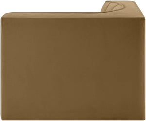 Meridian Furniture Rummi Channel Tufted Velvet Modular Chair for Modern and Contemporary Living Rooms Saddle Corner 660Saddle-Corner