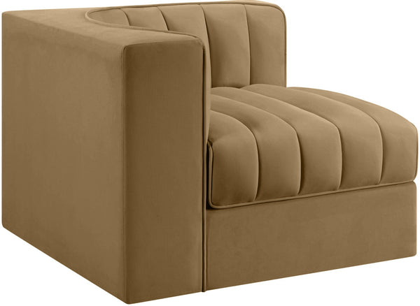 Meridian Furniture Rummi Channel Tufted Velvet Modular Chair for Modern and Contemporary Living Rooms Saddle Corner 660Saddle-Corner