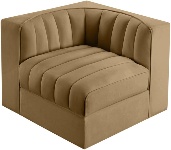 Meridian Furniture Rummi Channel Tufted Velvet Modular Chair for Modern and Contemporary Living Rooms Saddle Corner 660Saddle-Corner