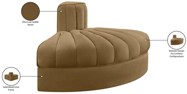 Meridian Furniture Rummi Channel Tufted Modular Accent Chair in Stain Resistant Performance Velvet for Living Room Saddle 660Saddle-RC