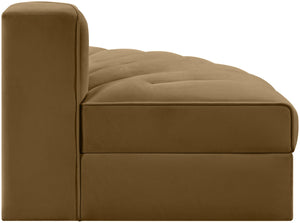 Meridian Furniture Rummi Channel Tufted Modular Accent Chair in Stain Resistant Performance Velvet for Living Room Saddle 660Saddle-RC