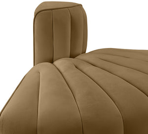 Meridian Furniture Rummi Channel Tufted Modular Accent Chair in Stain Resistant Performance Velvet for Living Room Saddle 660Saddle-RC