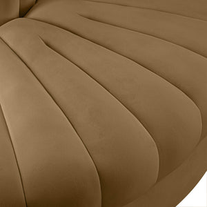 Meridian Furniture Rummi Channel Tufted Modular Accent Chair in Stain Resistant Performance Velvet for Living Room Saddle 660Saddle-RC