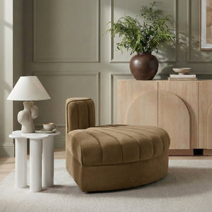 Meridian Furniture Rummi Channel Tufted Modular Accent Chair in Stain Resistant Performance Velvet for Living Room Saddle 660Saddle-RC