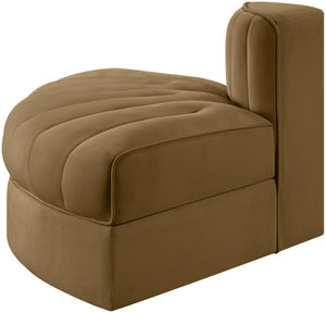 Meridian Furniture Rummi Channel Tufted Modular Accent Chair in Stain Resistant Performance Velvet for Living Room Saddle 660Saddle-RC