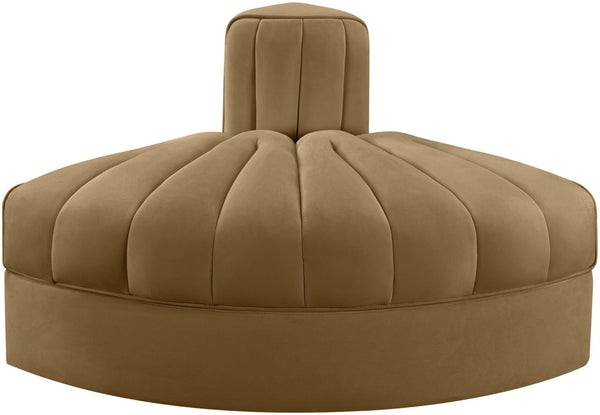 Meridian Furniture Rummi Channel Tufted Modular Accent Chair in Stain Resistant Performance Velvet for Living Room Saddle 660Saddle-RC