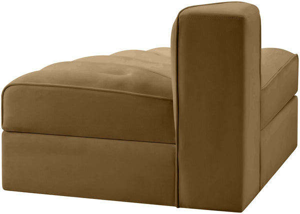 Meridian Furniture Rummi Channel Tufted Modular Accent Chair in Stain Resistant Performance Velvet for Living Room Saddle 660Saddle-RC