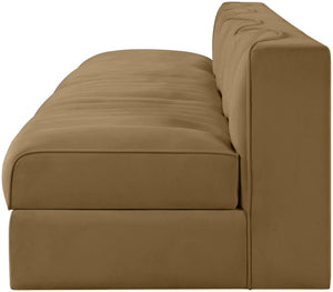 Meridian Furniture Rummi Four Piece Modular Sofa Saddle Velvet Channel Tufted Low Profile Living Room 660Saddle-S116
