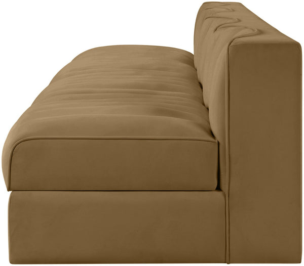 Meridian Furniture Rummi Four Piece Modular Sofa Saddle Velvet Channel Tufted Low Profile Living Room 660Saddle-S116