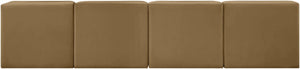Meridian Furniture Rummi Four Piece Modular Sofa Saddle Velvet Channel Tufted Low Profile Living Room 660Saddle-S116