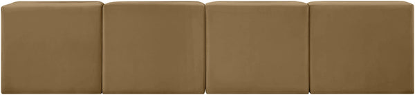 Meridian Furniture Rummi Four Piece Modular Sofa Saddle Velvet Channel Tufted Low Profile Living Room 660Saddle-S116