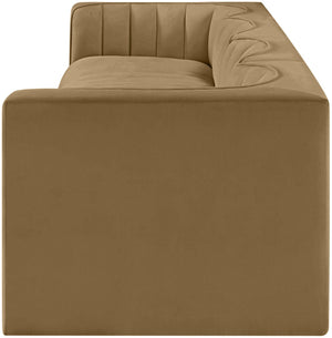 Meridian Furniture Rummi Four Piece Modular Sofa with Channel Tufting and Stain Resistant Velvet 660Saddle-S126