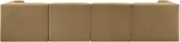 Meridian Furniture Rummi Four Piece Modular Sofa with Channel Tufting and Stain Resistant Velvet 660Saddle-S126
