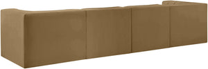 Meridian Furniture Rummi Four Piece Modular Sofa with Channel Tufting and Stain Resistant Velvet 660Saddle-S126